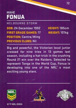 2014 ESP Traders #72 Mahe Fonua Back